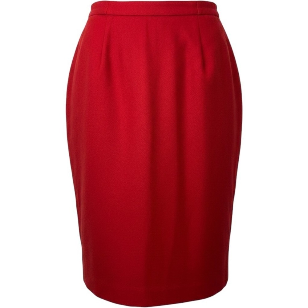 Worthington Women's Size 12 Red A-line Midi Lined Career Wool Classic Skirt NWOT - Picture 2 of 16
